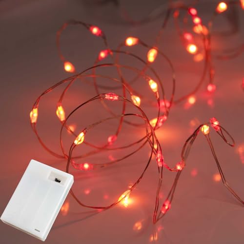 QBIS Christmas Lights Battery Operated, Red & Orange, 40 Micro LEDs 6.5ft - size: 1PK-40 Red,Orange
