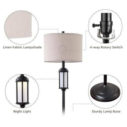 AIEAMPDO 65" Modern Floor Lamp for Living Room with 2 Light Sources - color: Black
