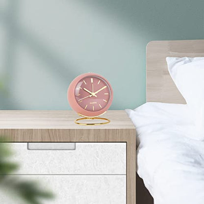 SHISEDECO Small Tableclocks Classic Non-Ticking Tabletop Alarm Clock,Pink - color: Rn-pink