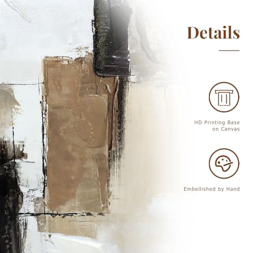 SAFERRYHOME Neutral Abstract Beige,Gray and Black Wall Art Set of 2,24"x36" - color: Neutral, size: 24" x 36" x 2 Panel Framed