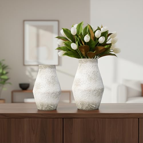 Grey Rustic Ceramic Vase, 11 Inch - color: Rustic Gray, size: 11 inch