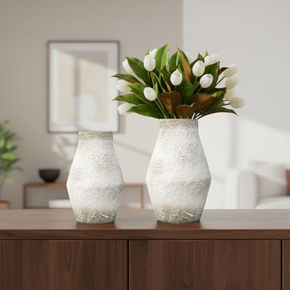 Grey Rustic Ceramic Vase, 11 Inch - color: Rustic Gray, size: 11 inch