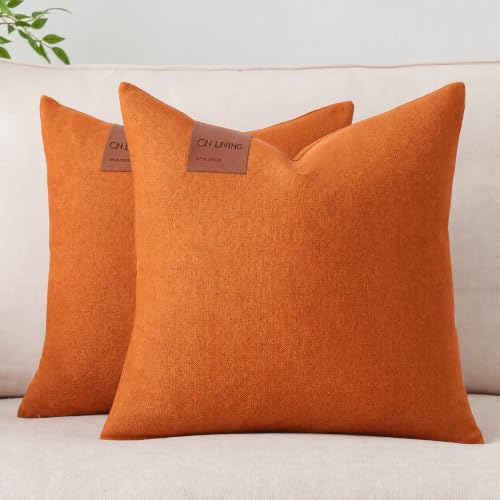 Eclectic Style 100% Polyester Throw Pillow Covers Set of 2, 18x18 Inches Decorative Square Cushion Covers for Sofa Couch Living Room Bed, Amber