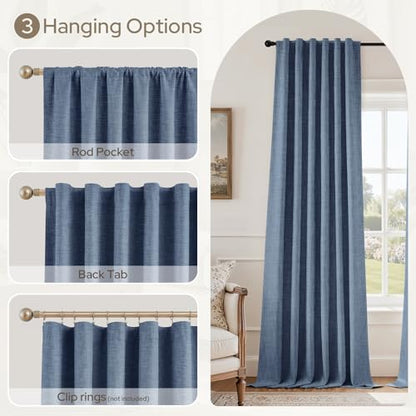 HOMEIDEAS 100% Blackout Stone Dusty Blue 100 % polyester Curtains 84''L 2 Panels - color: Stone Blue, size: 52"W x 84"L (Pack of 2)