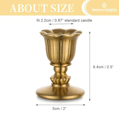 Romadedi Gold Candlestick Candle Holders, Brass Color, Pack of 2 - size: 2 PCS