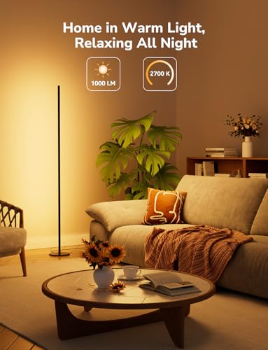 Lepro OE1 AI Corner Floor Lamp, RGBICW Smart Corner Lamp 1000LM Black