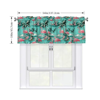 Flamingo Curtain Valance 54x18 Inches Window Treatment Rod Pocket Valance for Kitchen Bathroom Bedroom - color: Flamingo