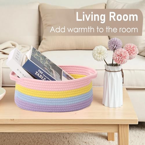 JMvicyroam Small Woven Basket, Empty Gift Basket, Rainbow/1 Pack - color: Rainbow, size: 1 Pack