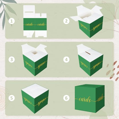 Elegant Green Graduation Card Box, Gold Foil Gift Card Box for Party - color: Z06 Green and Gold Foil