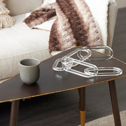 Deco 79 Acrylic Plastic Chain Decorative Sculpture Oval 5 Link Home Decor Statue, Accent Figurine 27" x 0" x 4", Clear - size: 27" x 0" x 4"