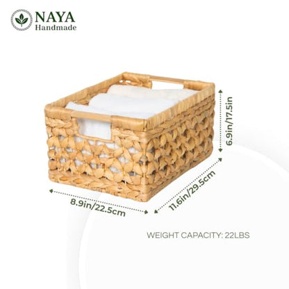 NAYA Set of 3M (11.6"x8,9"x6,9") Water Hyacinth Shelf Storage Baskets - size: Set 3 Medium