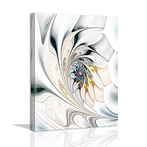 Bathroom Decor Wall Art - Modern Abstract Canvas Art Wall Decor Silver Decorations Abstract Artwork Wrapped 12x16inch - size: 16"L x 12"W