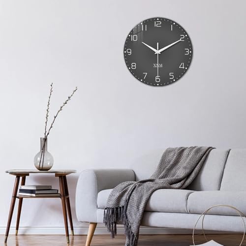 XNM Round Wall Clock Battery Operated 16 Inch - color: Gray, size: 16 Inch