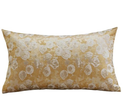 Chenille Rose Floral Pattern Farmhouse Throw Pillow Cover, 12 x 20 Yellow - color: Light Yellow, size: 20" x 12" (Pack of 1)