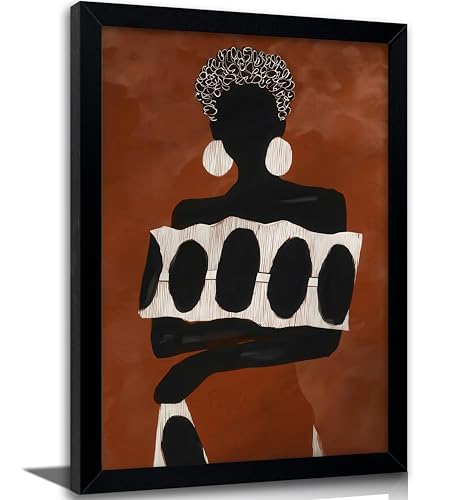 Black Woman Canvas Wall Art African AmericanPainting Picture Wall Decor Bohemian Abstraction Poster Print Artwork for Living Bedroom Office Home Decorationw Black Framed - color: Abstract Black Woman, size: 10"L x 8"W
