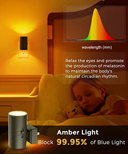 L LOHAS LED Night Light, Amber Nightlight,Dimmable Night Light,Light Sensor - color: Amber, size: 2 Pack