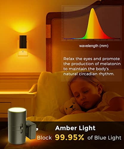 L LOHAS LED Night Light, Amber Nightlight,Dimmable Night Light,Light Sensor - color: Amber, size: 2 Pack