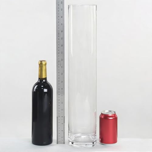 CYS Excel Clear Glass Cylinder Vase (H:20" D:4") | Multiple Size Choices Glass Flower Vase Centerpieces | Hurricane Floating Candle Holder Vase - size: H-20" D-4"
