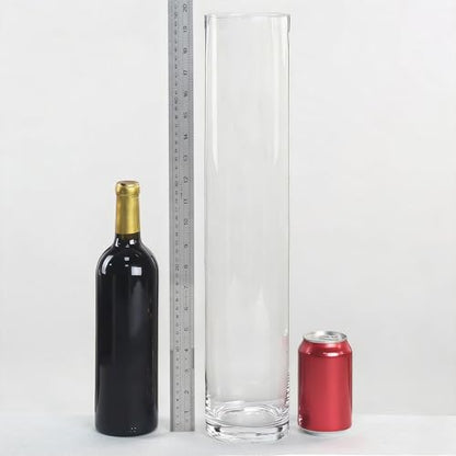 CYS Excel Clear Glass Cylinder Vase (H:20" D:4") | Multiple Size Choices Glass Flower Vase Centerpieces | Hurricane Floating Candle Holder Vase - size: H-20" D-4"