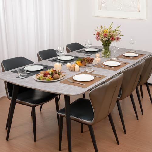 Vinyl Placemats Set of 4, Dual Sided Place Mats with Drink Coasters - color: Brown/Dark Gray Two-tone, size: Set of 4