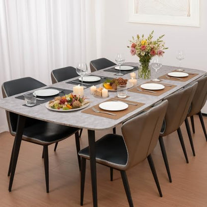 Vinyl Placemats Set of 4, Dual Sided Place Mats with Drink Coasters - color: Brown/Dark Gray Two-tone, size: Set of 4