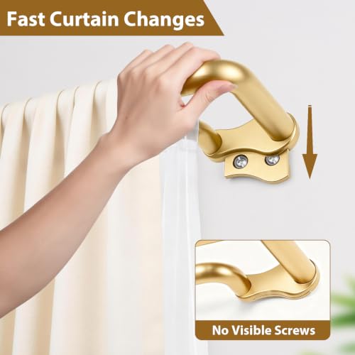 KAMANINA Double Curtain Rod 32 to 58 Inch, Gold Wrap Around Drapery Rods - color: Gold, size: 32-58"
