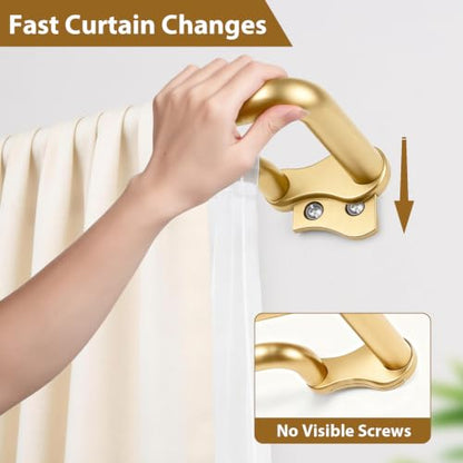 KAMANINA Double Curtain Rod 32 to 58 Inch, Gold Wrap Around Drapery Rods - color: Gold, size: 32-58"