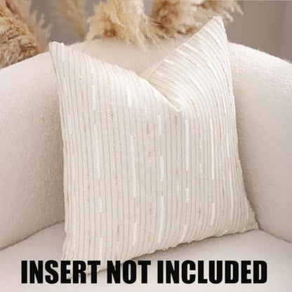 Boho Jacquard Throw Pillow Covers 16x16 Set of 2 Beige Khaki Grey - color: Beige+khaki+grey, size: 16" x 16" (Pack of 2)