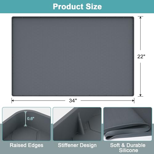 Under Sink Mats for Kitchen Waterproof, Under Sink Tray 34" x 22", Gray - color: Gray, size: 34" x 22"