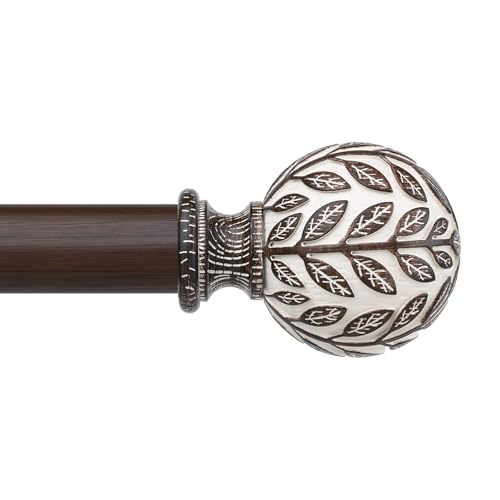 Curtain Rod 36-91 Inch, Boho Wood 1 Inch Curtain Rods for Windows - color: Walnut Wood, size: 36''-91'' (1 Pack)
