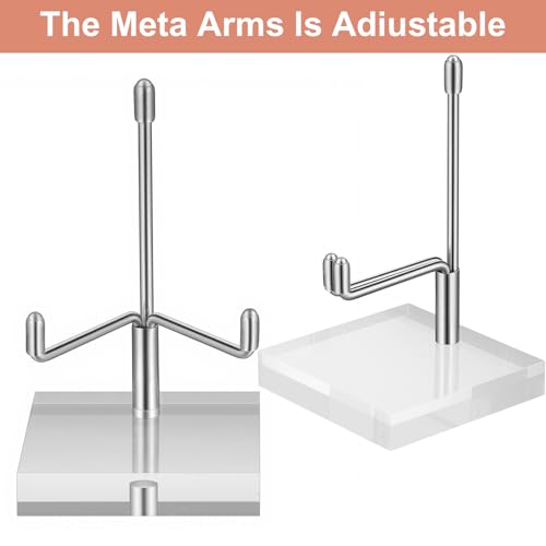 12 Pcs Adjustable Metal Arm Display Stand Crystal Holder Easel Display with Acrylic Base Easel Rock Mineral Stand for Geodes Mineral Agate Collection (Silver, 2 x 2 x 3.2 Inch)