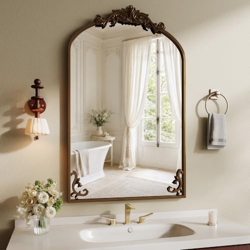 Koonmi Vintage Wall Mirror, 38“x26” Arched Antique Mirror