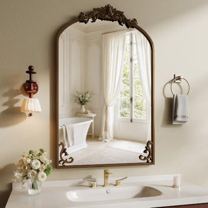 Koonmi Vintage Wall Mirror, 38“x26” Arched Antique Mirror