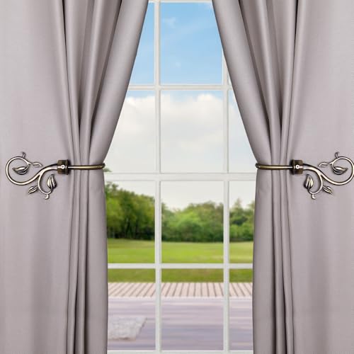 SUQ I OME Leaf Shaped Curtain Holdbacks, Bronze, 1 Pair - color: Bronze