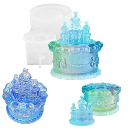 Castle Resin Jar Mold with Lid, 3D Trinket Box Silicone Storage Box Moulds Epoxy Casting Mold for DIY Jewelry,Candle Holder,Home Decor,Candy Container