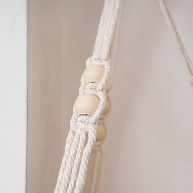 Macrame Wall Hanging Shelf,Boho Woven Tassel Shelves Plant Holder - color: 3t