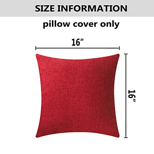 Home Brilliant 16x16 Pillow Covers Linen Burlap Pillowcases 2 Pack Cushion Covers for Sofa Bench, 16 x 16 inch, 40x40 cm, Bungurdy Red - color: Burgundy, size: 16" x 16" (Pack of 2)