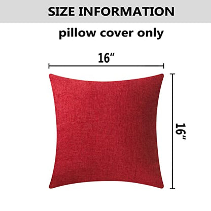 Home Brilliant 16x16 Pillow Covers Linen Burlap Pillowcases 2 Pack Cushion Covers for Sofa Bench, 16 x 16 inch, 40x40 cm, Bungurdy Red - color: Burgundy, size: 16" x 16" (Pack of 2)
