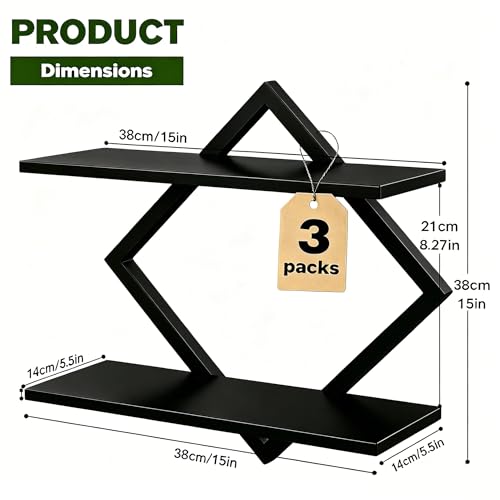 Set of 3 Wall Plant Holder, Black - color: Black-3pack