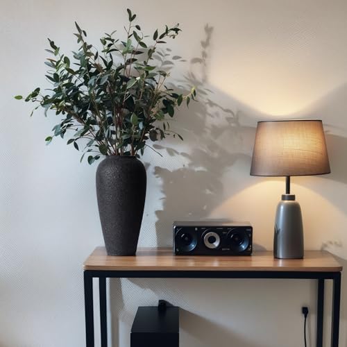 Rustic Ceramic Vase – 13.4" Large Black Ceramic Vase for Home Decor, Modern Terracotta Floor Vase for Living Room, Entryway, Kitchen, Black Vases for Centerpieces, Housewarming Gifts