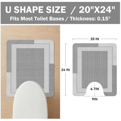 YDKGL Toilet Rugs U Shaped Non Slip Bath Mat Toilet Mats for Bathroom - color: A- Light Gray, size: 20" x 24" (U-shape)