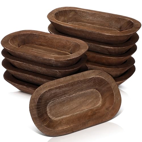 Nuogo 10 Pack 8.5 Inches Wooden Dough Bowls Bulk Rustic Bowls, Brown - color: Brown, size: 8.5 Inches