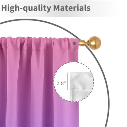 Pink Purple Curtains, Ombre, 2 Panels, 42" W x 63" L, Rod Pocket - color: Purple Pink, size: 42"W x 63"L (Pack of 2)