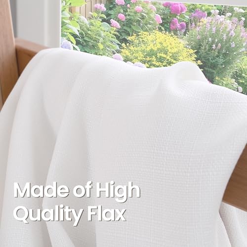 BGment Faux Linen White Curtains 63 Inch Length for Living Room - 2 Panels - color: Pure White, size: 52"W x 63"L (Pack of 2)