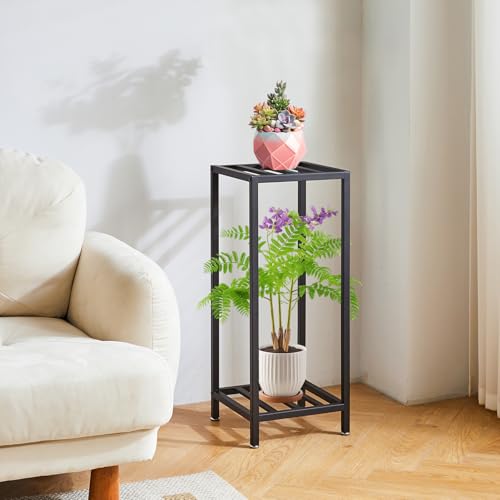 IBUYKE 30 Inch Tall Plant Stand Indoor, 2 Tier Flower Stand, Black TMJ070B - color: Black-Square