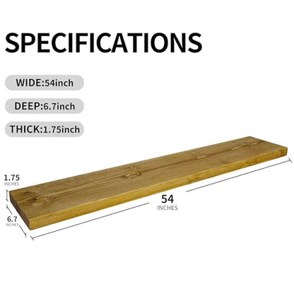 Solid Wood Floating Shelves for Wall 54 Inch,Gold Oak, Set of 2 - color: Gold Oak, size: 54 inch