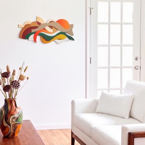 Mifoci Mid Century Modern Wood Wall Art, Abstract Wall Decor, Horizontal - style: Horizontal Style