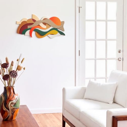 Mifoci Mid Century Modern Wood Wall Art, Abstract Wall Decor, Horizontal - style: Horizontal Style