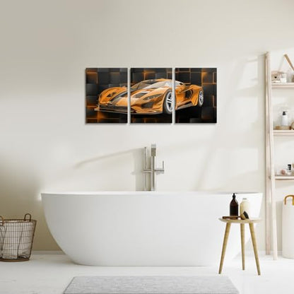 Feelyou Race Car Wall Art 12" x 16" x 3 - color: Light Orange