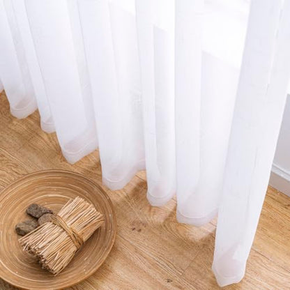 White Sheer 94 Inch Curtains & Drapes Long Pinch Pleat Linen Thin Textured - color: Bright White, size: 54"W x 94"L (Pack of 2)